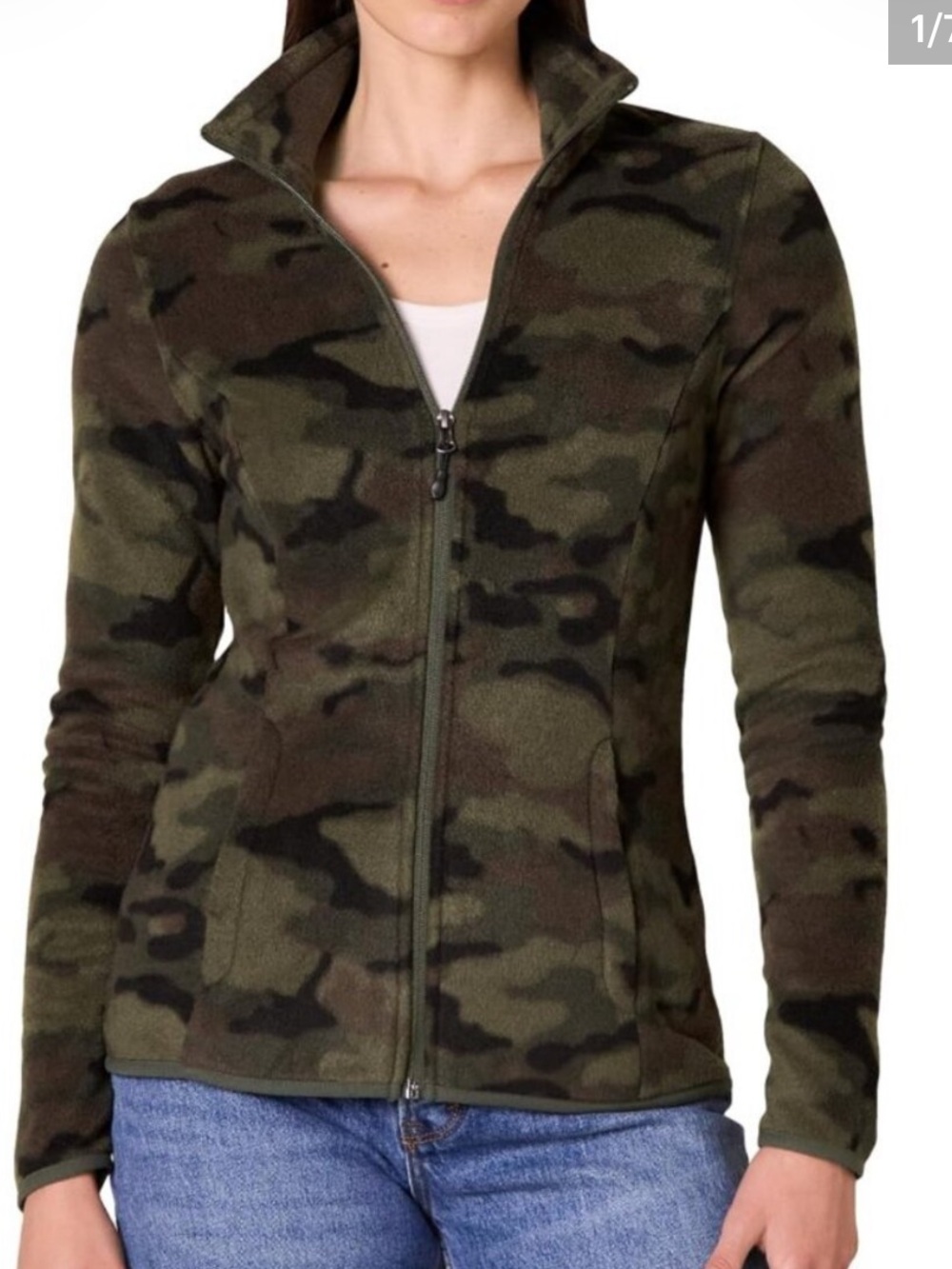 HOT CHILLYS NWT M (S) olive Camouflage Full-Zip Fleece pocket SOFT Jacket